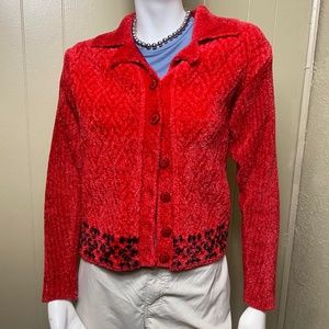 Red cardigan jacket
